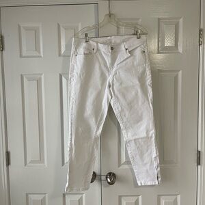 LOFT women Crisp White crop Skinny Jeans with zippers